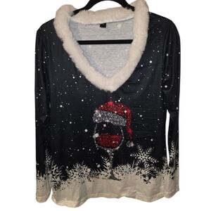 Festive Black and White Women's Top
